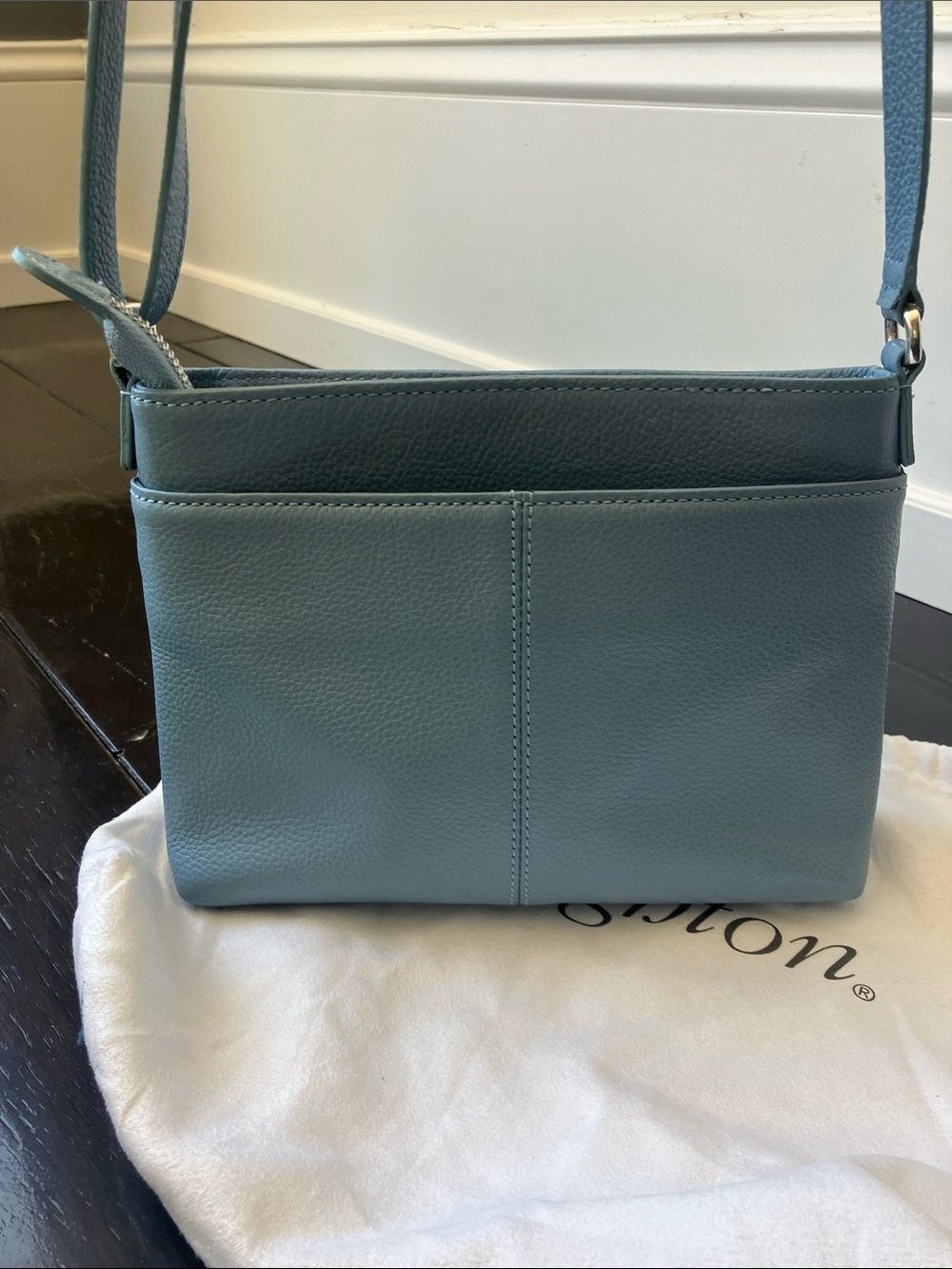 BRIGHTON Barbados City Organizer Blue Pebble Leather Heart-Adorned Tassel NWOT - Picture 7 of 13